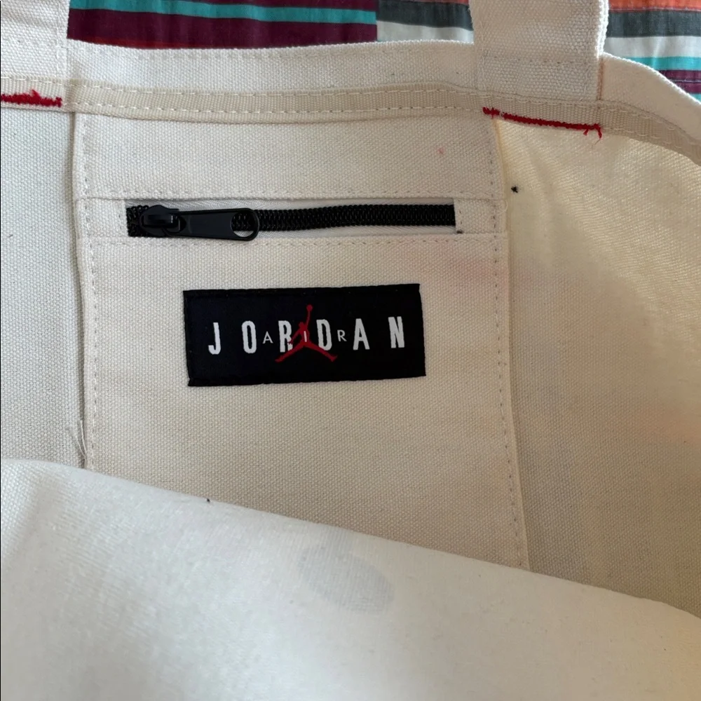 Jordan Canvas Tote Bag with Black Logo new with tags 18x15x7-1/2 little bleed